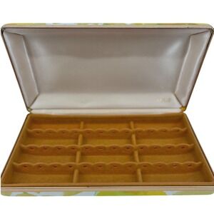 Mele Vintage Jewelry Box Psychedelic Floral Yellow Green MCM Earring Organizer